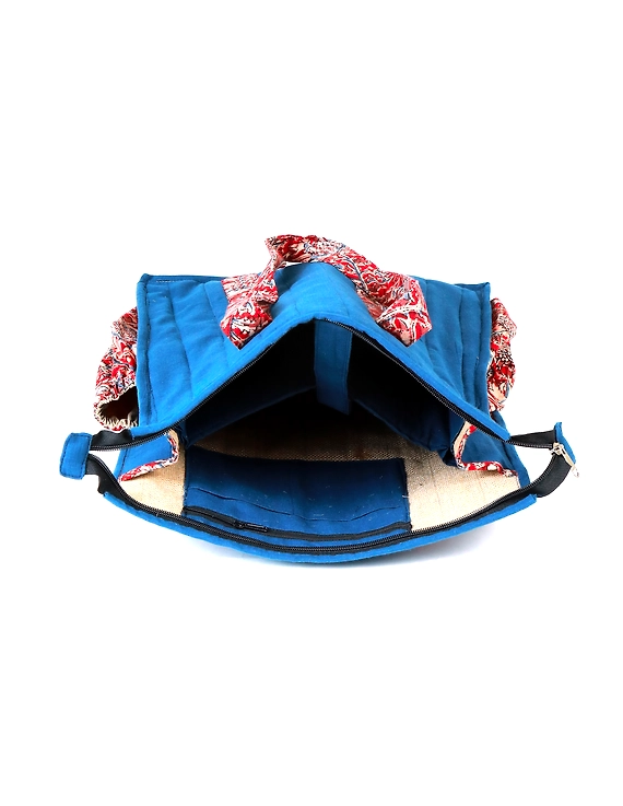 Blue Quilted vertical laptop bag : LBV01-3