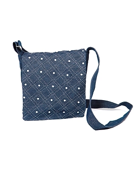 Denim sling bag with embroidery : SBE01-1-sm