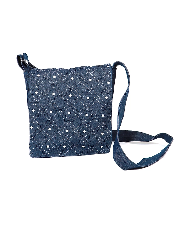 Denim sling bag with embroidery : SBE01-1