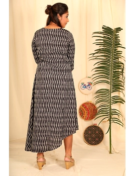 Assymetric Black-Grey Ikat Dress : Ld450D-S-2-sm