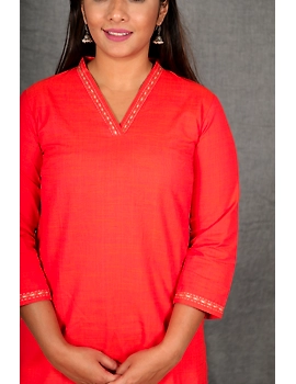 Orange Overlapped V Collar Kurta : Lk360A-S-2-sm