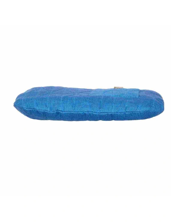 Cyan blue quilted flat bag : TBI02-3
