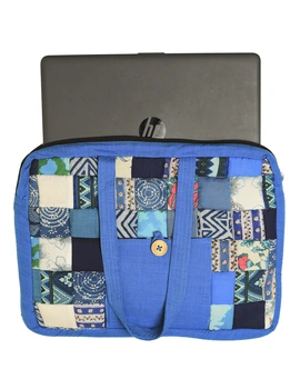 Patchwork quilted laptop bag - blue : LBP01-3-sm