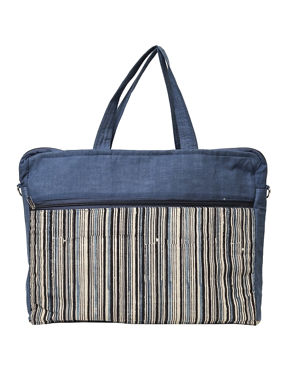 Kalamkari Laptop bag With Cross Body Strap - Blue : LBM01-6