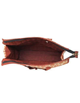 Kalamkari quilted tote bag - large - orange  : TBKL04-4-sm