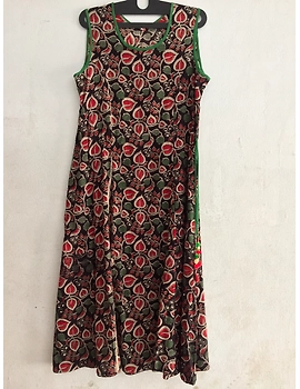 Black Sleeveless screen printed kalamkari dress-SK20-sm