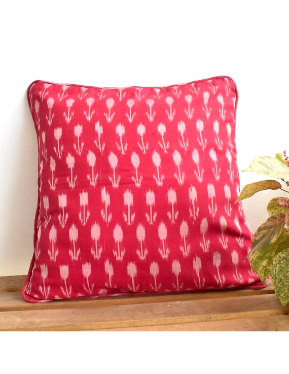Red mercerised ikat cushion cover : HCC23-HCC23