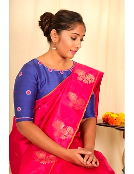 Pure raw silk blouse with all over mirror work-SB01A-S-2-sm