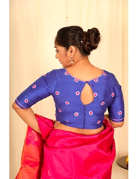 Pure raw silk blouse with all over mirror work-SB01A-S-3-sm