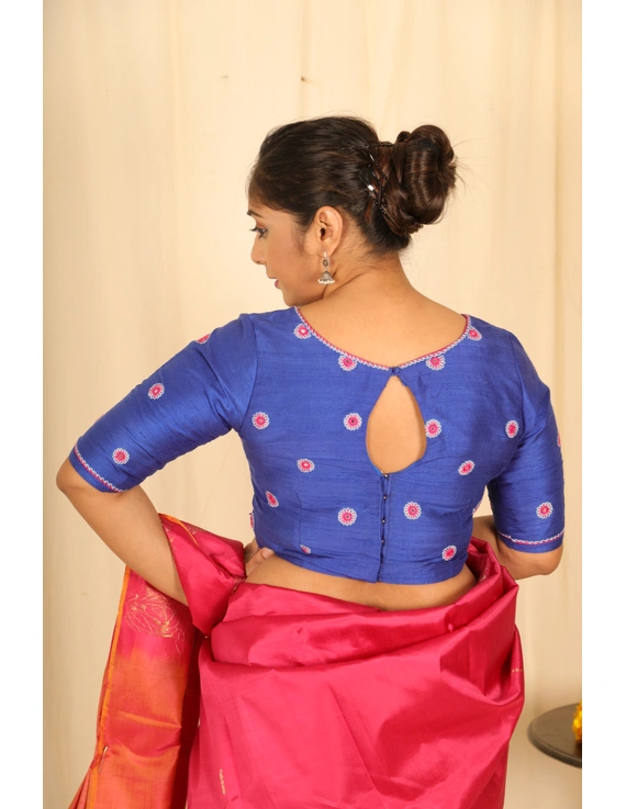 Pure raw silk blouse with all over mirror work-SB01A-M-4