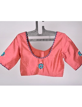 Pure raw silk blouse with banjara motifs on sleeves and back-SB03B-SB03B-S-sm