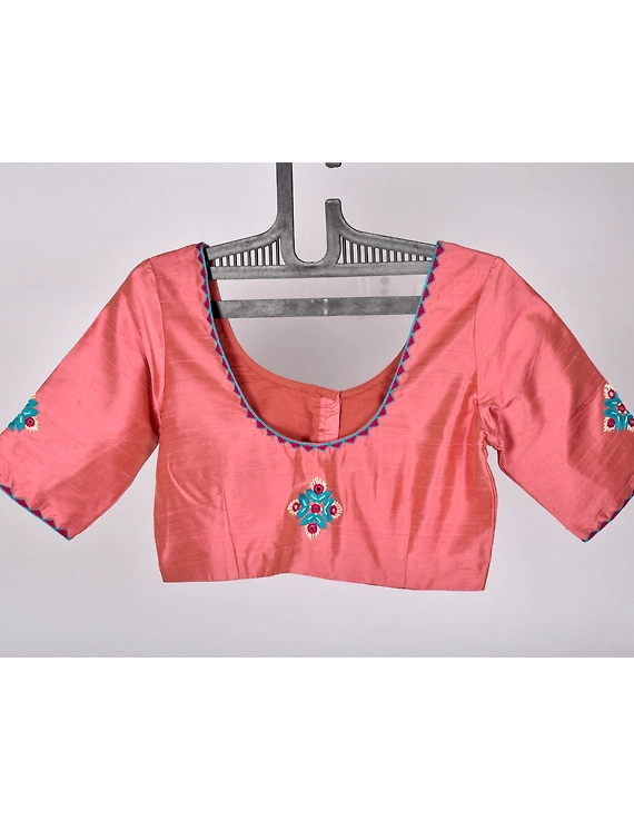 Pure raw silk blouse with banjara motifs on sleeves and back-SB03B-SB03B-S