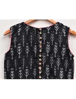Black ikat blouse with buttons at back  ; RB11B-XXL-3-sm