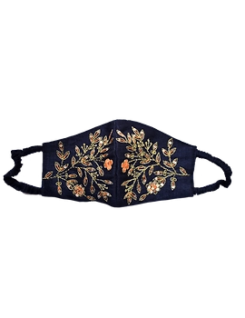 Pure silk mask with zardosi hand embroidery: ZM3-ZM3A-sm
