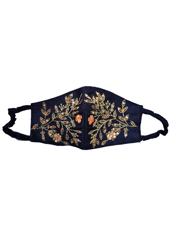 Pure silk mask with zardosi hand embroidery: ZM3-ZM3A