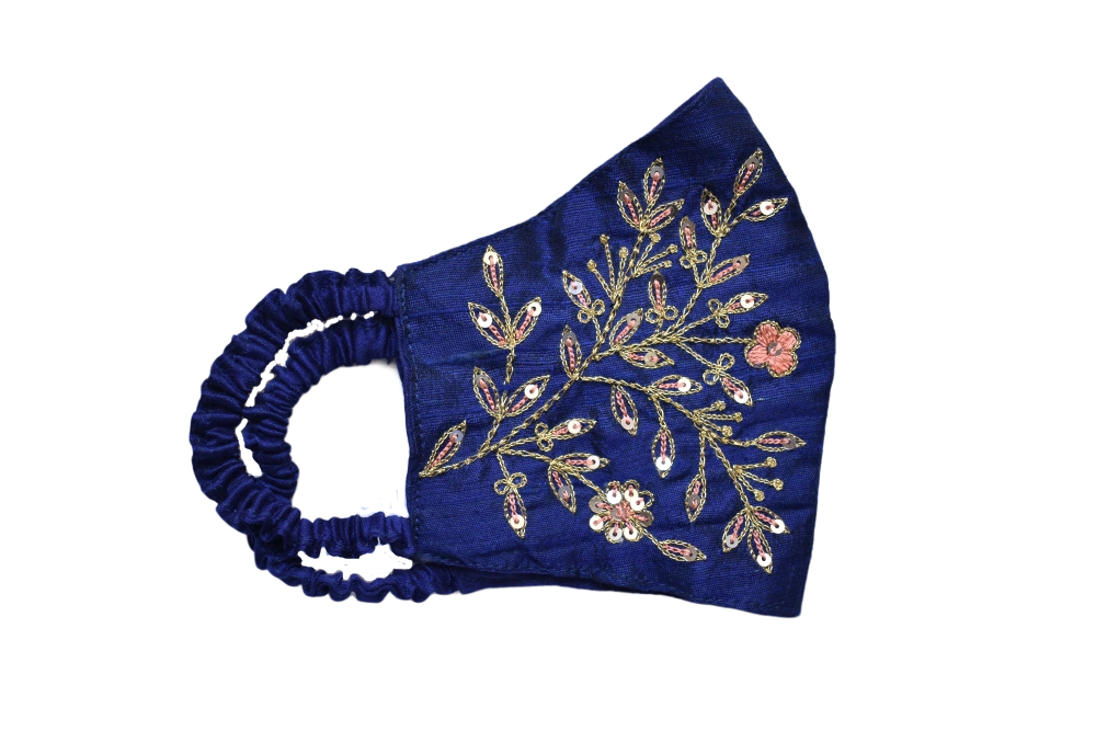 Pure silk mask with zardosi hand embroidery: ZM3-ZM3B