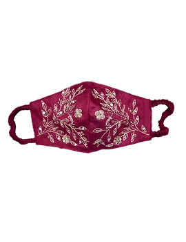Pure silk mask with zardosi hand embroidery: ZM3-ZM3C-sm