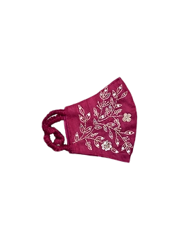 Pure silk mask with zardosi hand embroidery: ZM3-Maroon-1-sm