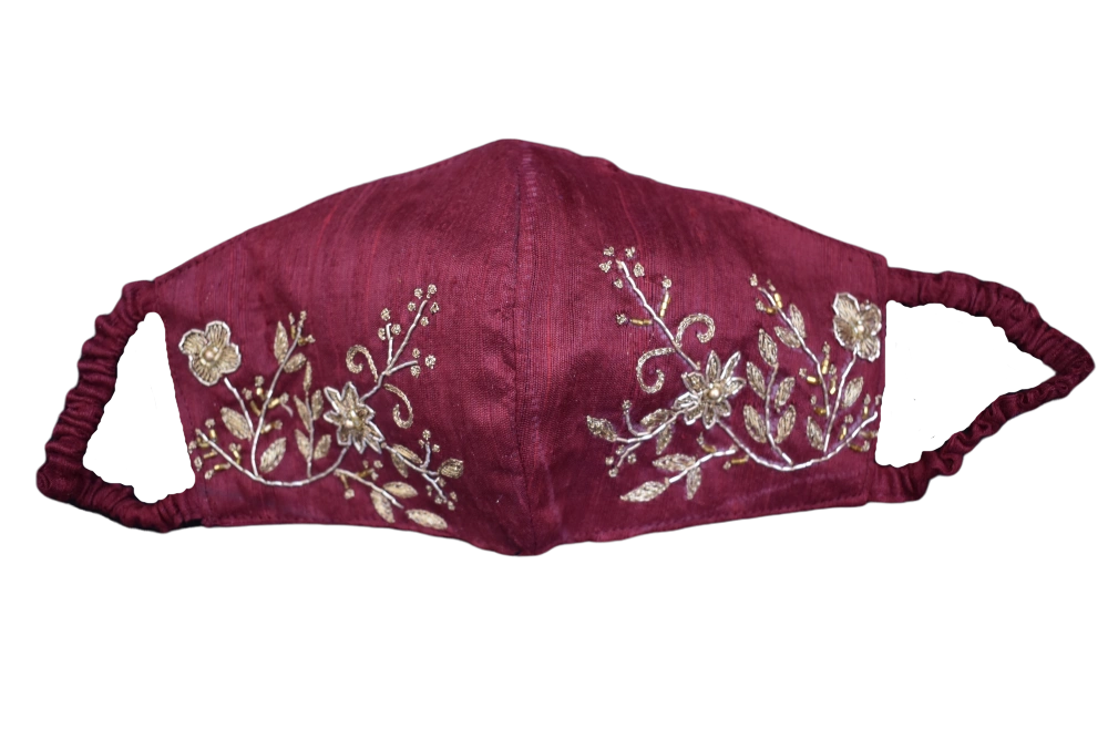 Pure silk mask with zardosi hand embroidery: ZM2-ZM2C
