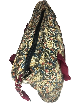 Green and maroon kalamkari quilted laptop bag : LBK04-3-sm