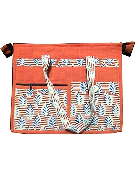 Jute and kalamkari laptop bag - orange : LBJ01-1-sm