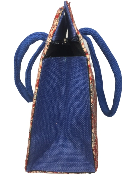Red and blue jute box bag : TBJ03-3