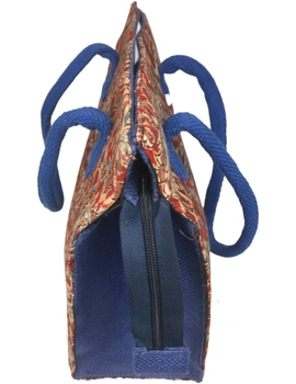 Red and blue jute box bag : TBJ03-2-sm