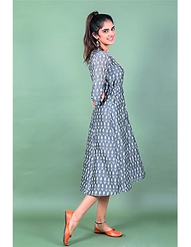 Grey LEAF IKAT DRESS : LD390B-S-3-sm