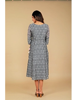 Grey LEAF IKAT DRESS : LD390B-S-2-sm