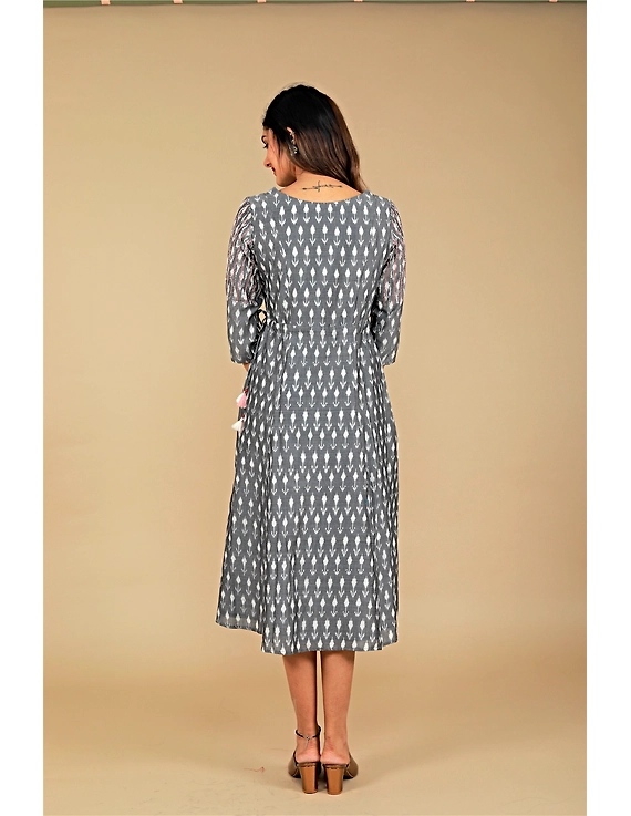 Grey LEAF IKAT DRESS : LD390B-S-2