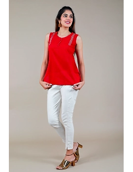 Summer Trellis Short Top In Maroon Mangalagiri : Lb120C-S-4-sm