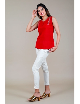 Summer Trellis Short Top In Maroon Mangalagiri : Lb120C-S-1-sm