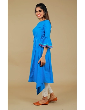 Blue Hand Embroidered Kurta With Flared Sleeves: Lk380C-S-3-sm