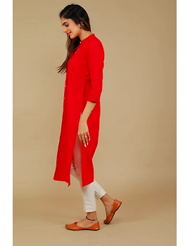 Red Straight Kurta With Pintucks: Lk410B-S-3-sm