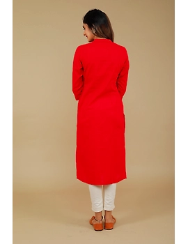 Red Straight Kurta With Pintucks: Lk410B-S-5-sm