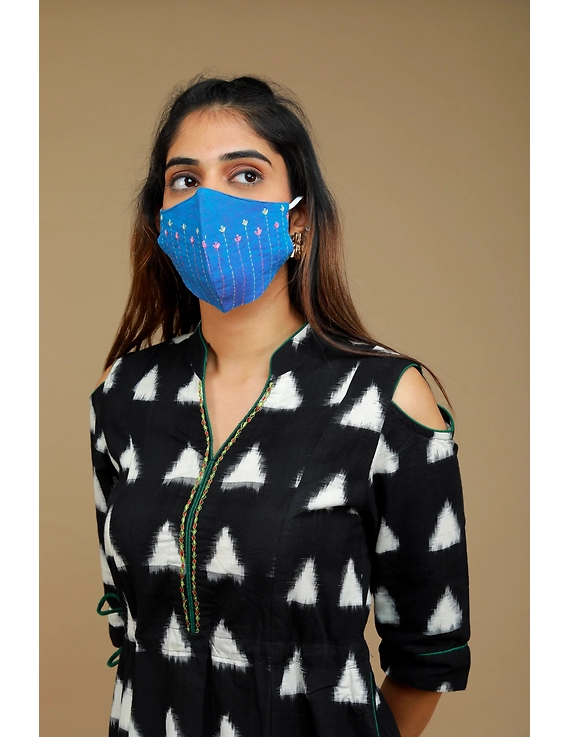 Black Ikat cold shoulder dress with drawstring waist- LD360C-XS-1