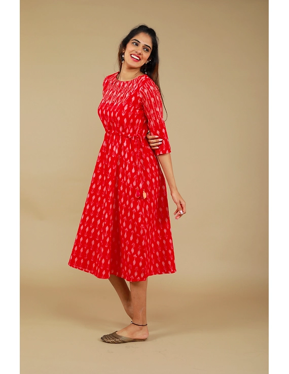 RED LEAF IKAT DRESS : LD390D-S-1