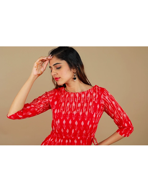 RED LEAF IKAT DRESS : LD390D-S-4