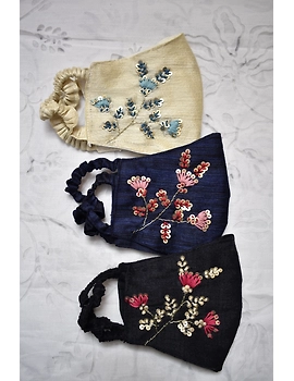 Semi silk mask with zardosi hand embroidery: ZM4-Black-1-sm