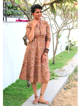PINK KALAMKARI COLD SHOULDER DRESS: LD360A-XXL-3-sm