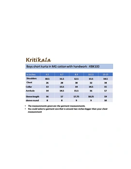 Boys short kurta in black mangalagiri cotton with handwork : KBK100C-6-7-4-sm