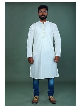 GENTS MUSLIN LONG KURTA WITH HAND EMBROIDERY : GT440A-GT440A-L-sm