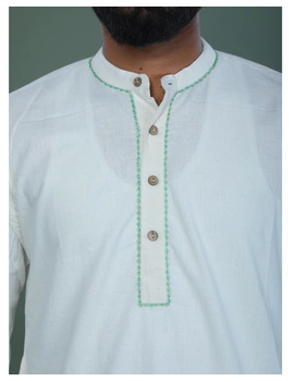 GENTS MUSLIN LONG KURTA WITH HAND EMBROIDERY : GT440A-L-3-sm