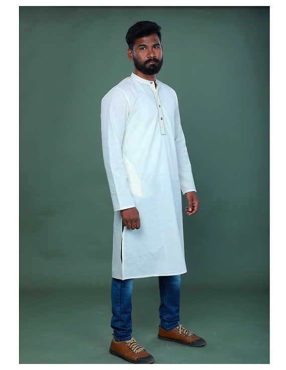 GENTS MUSLIN LONG KURTA WITH HAND EMBROIDERY : GT440A-M-1