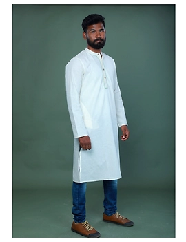 GENTS MUSLIN LONG KURTA WITH HAND EMBROIDERY : GT440A-XL-1-sm