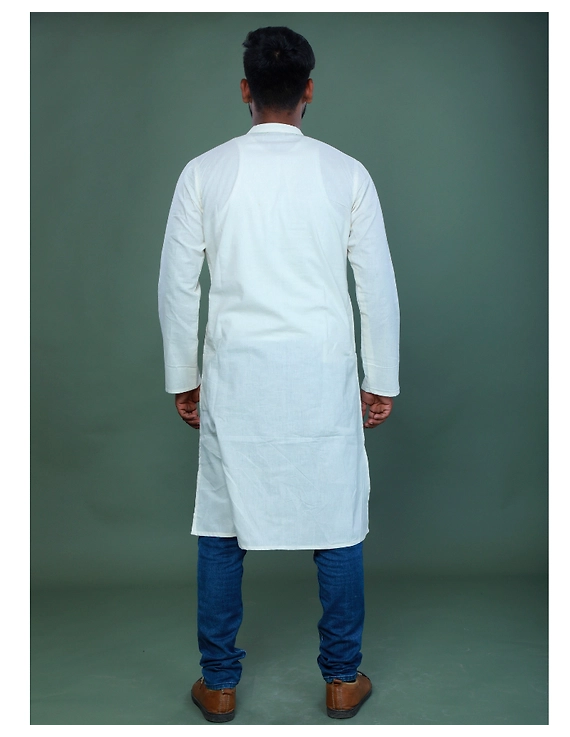 GENTS MUSLIN LONG KURTA WITH HAND EMBROIDERY : GT440A-XXXL-2