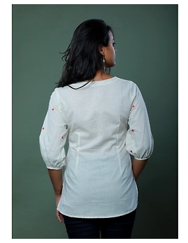 OFFWHITE TUNIC WITH EMBROIDERED PLACKET: LT130C-XXL-2-sm
