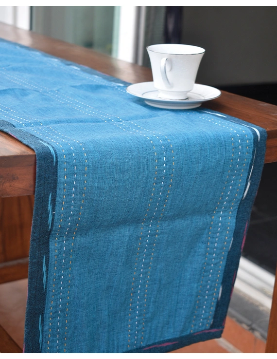 Blue And Pink Reversible Ikat Table Runners : HTR01-13 x 72-1