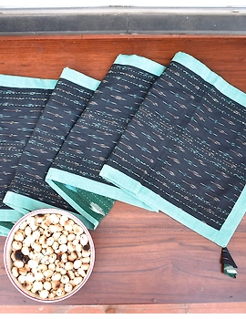 Green And Black Ikat Reversible Table Runner : HTR02-13 x 60-3-sm