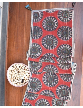 Red And Blue Embroidered Reversible Table Runner : HTR03-13 x 60-3-sm
